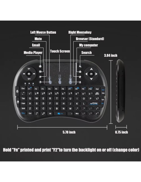 MRSVI I8 2.4G Mini Wireless Keyboard Classic Black Air Mouse Remote Connection