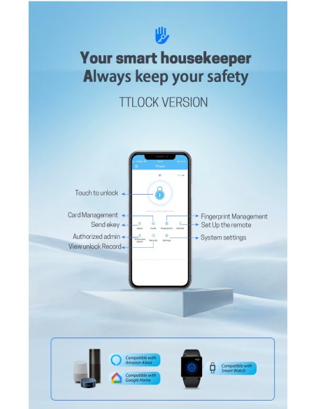 European Standard Lock Cylinder Tuya or Ttlock Fingerprint and Passwor