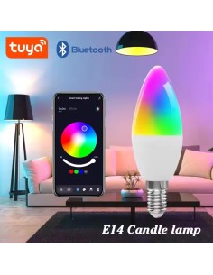 Led Bulb Candle Smart Lamp E14 TUYA Bluetooth Dimmable RGB Light 220V 2