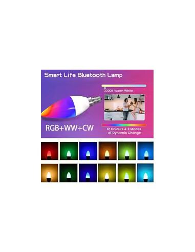 Led Bulb Candle Smart Lamp E14 TUYA Bluetooth Dimmable RGB Light 220V