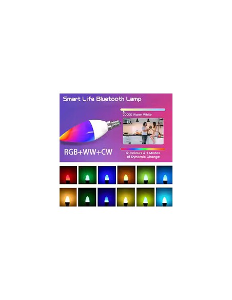Led Bulb Candle Smart Lamp E14 TUYA Bluetooth Dimmable RGB Light 220V