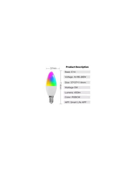 Led Bulb Candle Smart Lamp E14 TUYA Bluetooth Dimmable RGB Light 220V