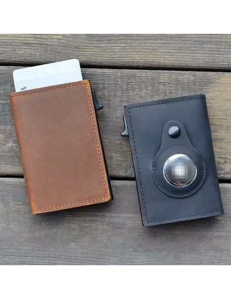 Premium Genuine Leather Wallet with Pop up Card Holder and Slot for Ai