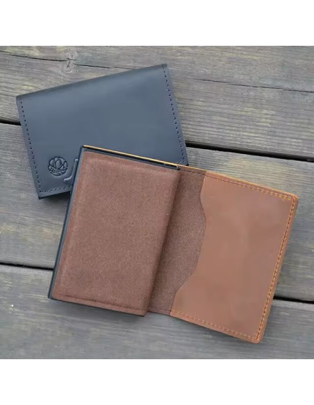 Premium Genuine Leather Wallet with Pop up Card Holder and Slot for Ai