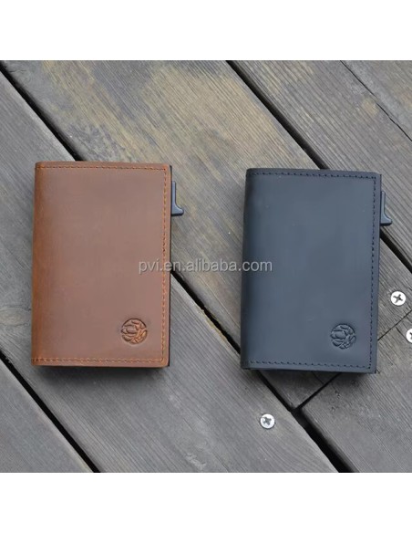 Genuine Leather Pop-Up Card Wallet