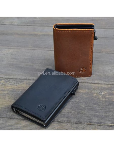 Premium Genuine Leather Wallet with Pop up Card Holder and Slot for Ai