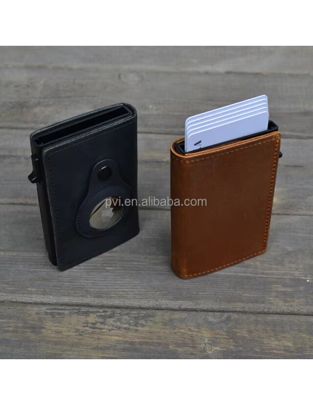 Premium Genuine Leather Wallet with Pop up Card Holder and Slot for Ai