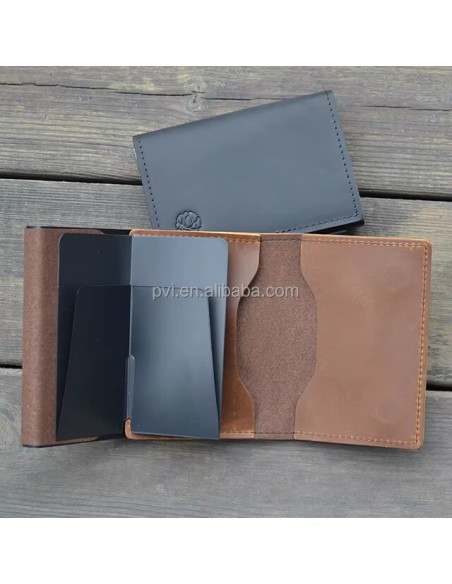 Premium Genuine Leather Wallet with Pop up Card Holder and Slot for Ai