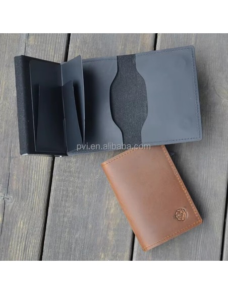 Premium Genuine Leather Wallet with Pop up Card Holder and Slot for Ai