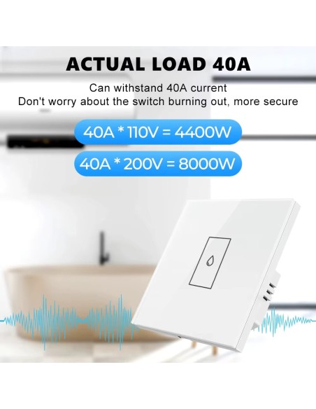 Tuya Smart WiFi 40A High Power Switch for Water Heater Boiler Air Cond